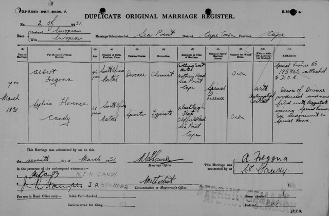 Albert & Sylvia's Marriage