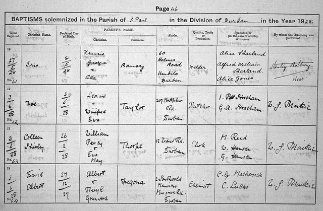 David Albert Baptism