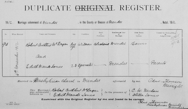 Robert & Edith Marriage